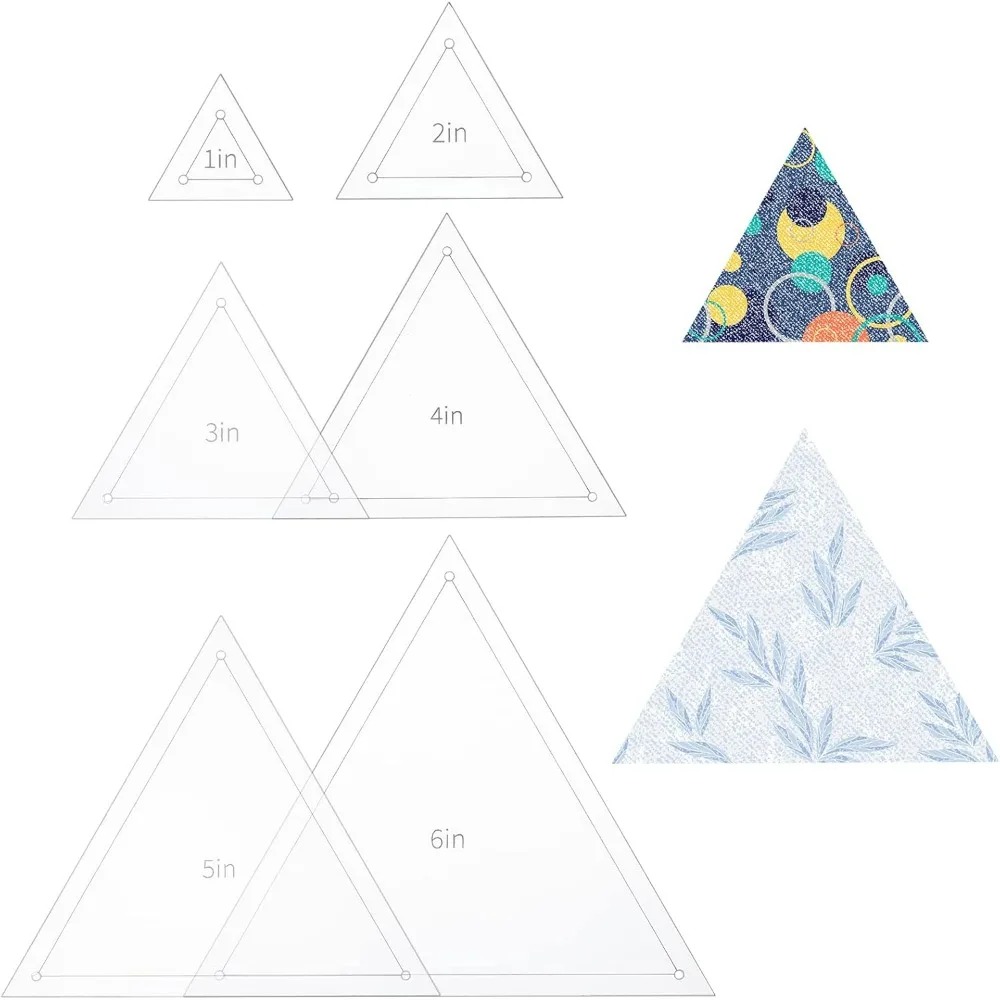 Ruler Set Transparent - 6Pcs Free Motion Triangle Quilting Template