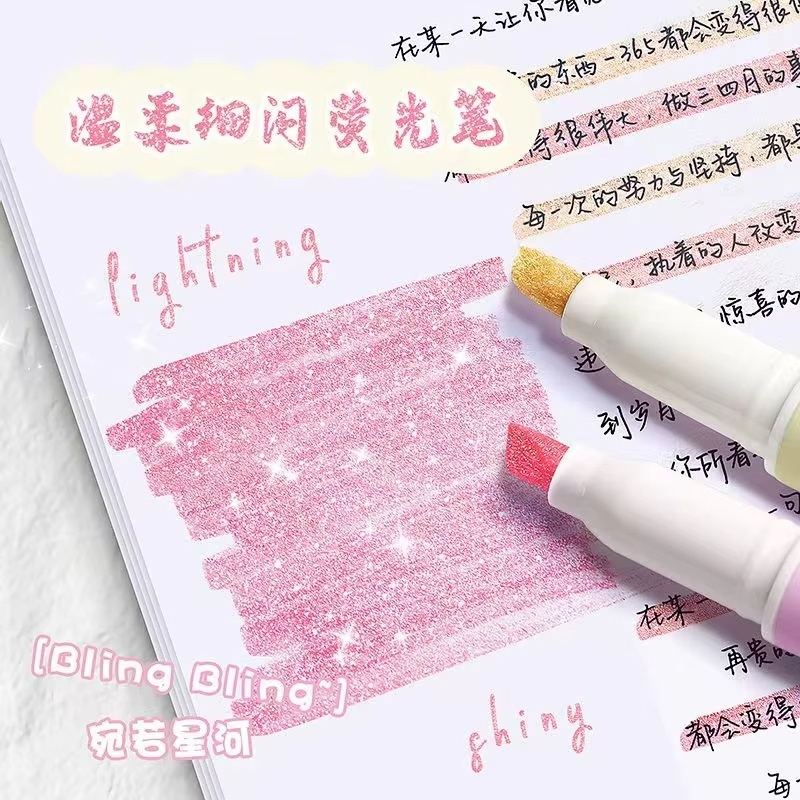 4 Pcs/Box Kawaii Glitter Highl - Highlighter Set Pastel 评论和价格
