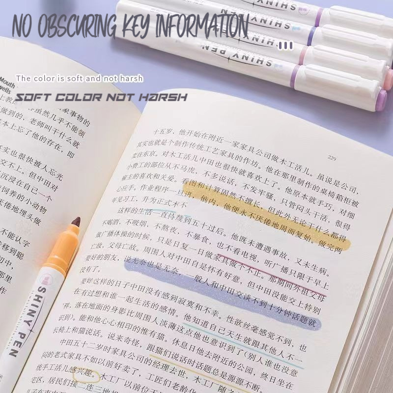 4 Pcs/Box Kawaii Glitter Highl - Highlighter Set Pastel 评论和价格