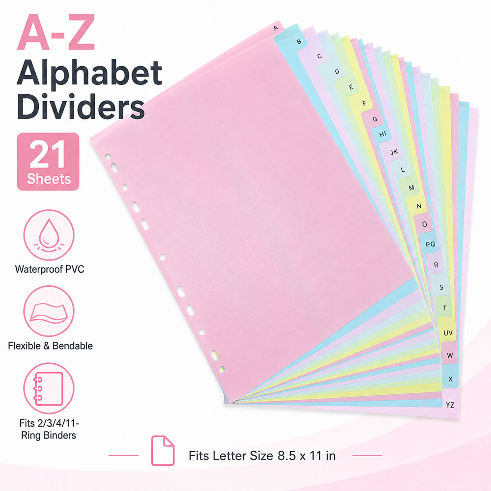 21-Sheet A-Z Alphabet Binder D - Index Tab Divider 评论和价格