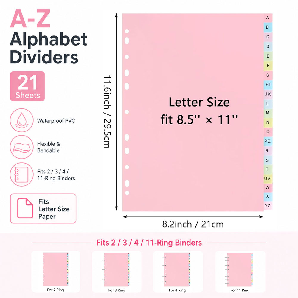 21-Sheet A-Z Alphabet Binder D - Index Tab Divider 评论和价格