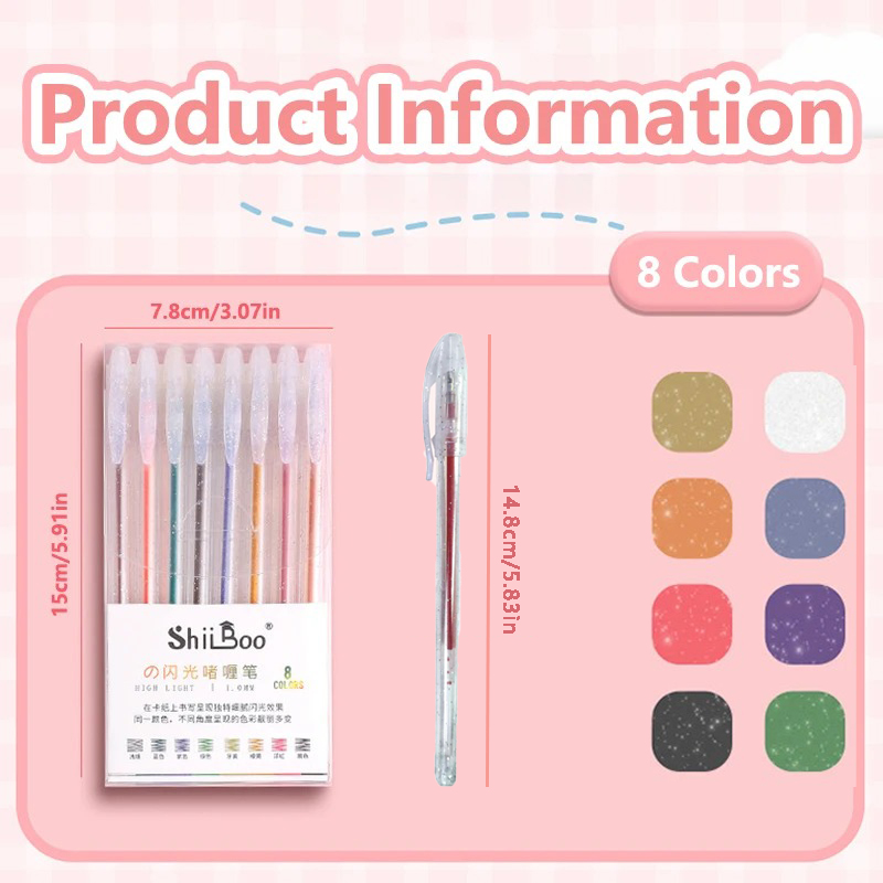 8-60 Colors Glitter Gel Pen Se - Highlighter Set Pastel 评论和价格