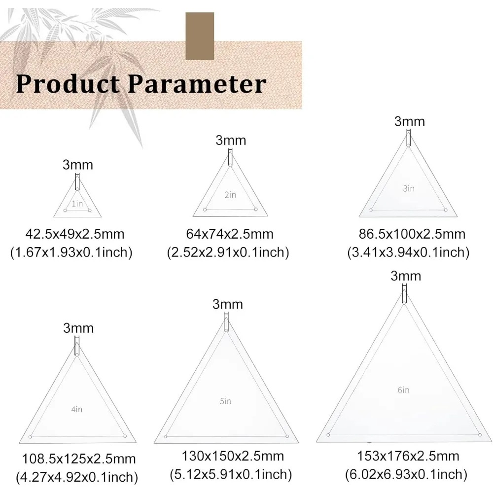 6Pcs Free Motion Triangle Quil - Ruler Set Transparent 评论和价格