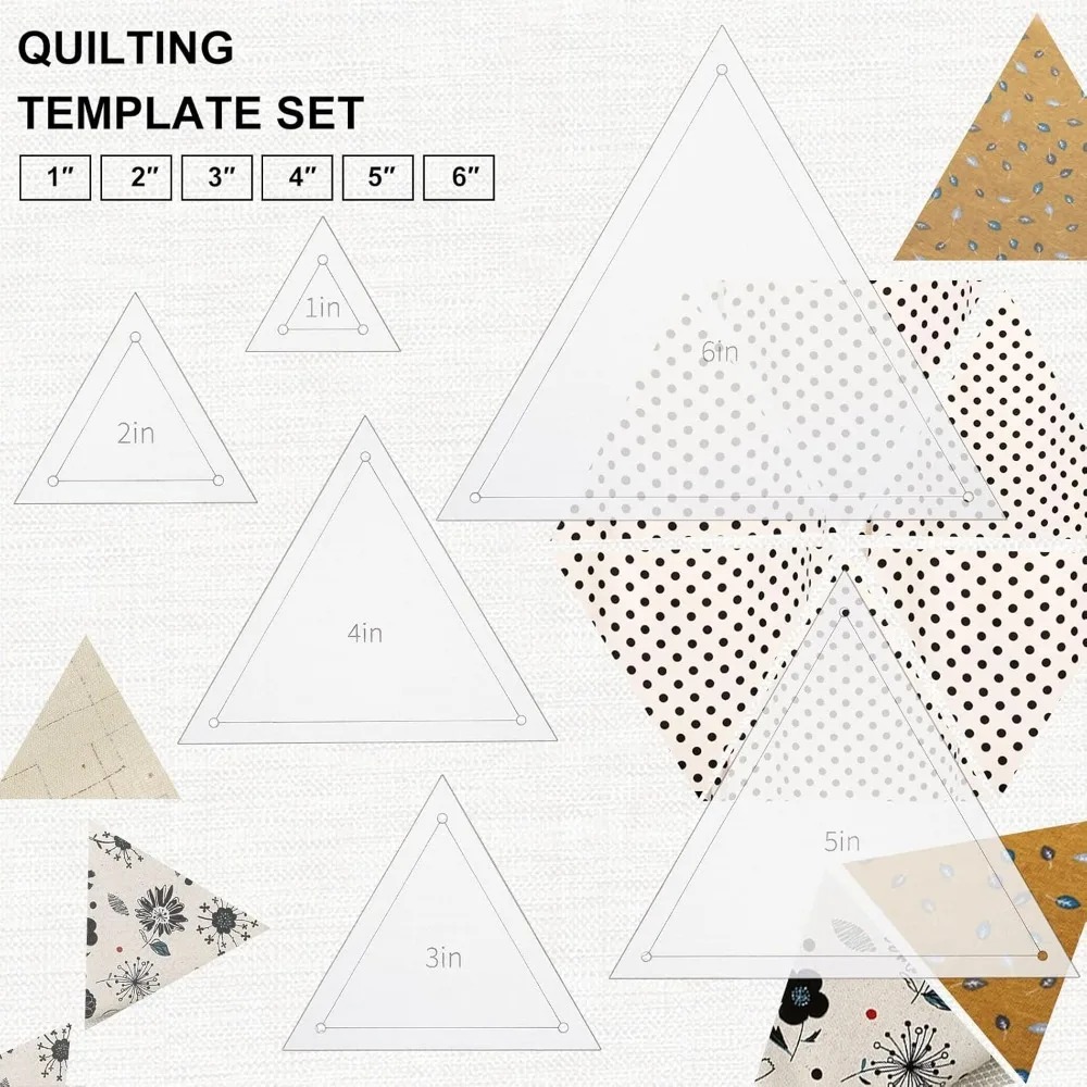 6Pcs Free Motion Triangle Quil - Ruler Set Transparent 评论和价格