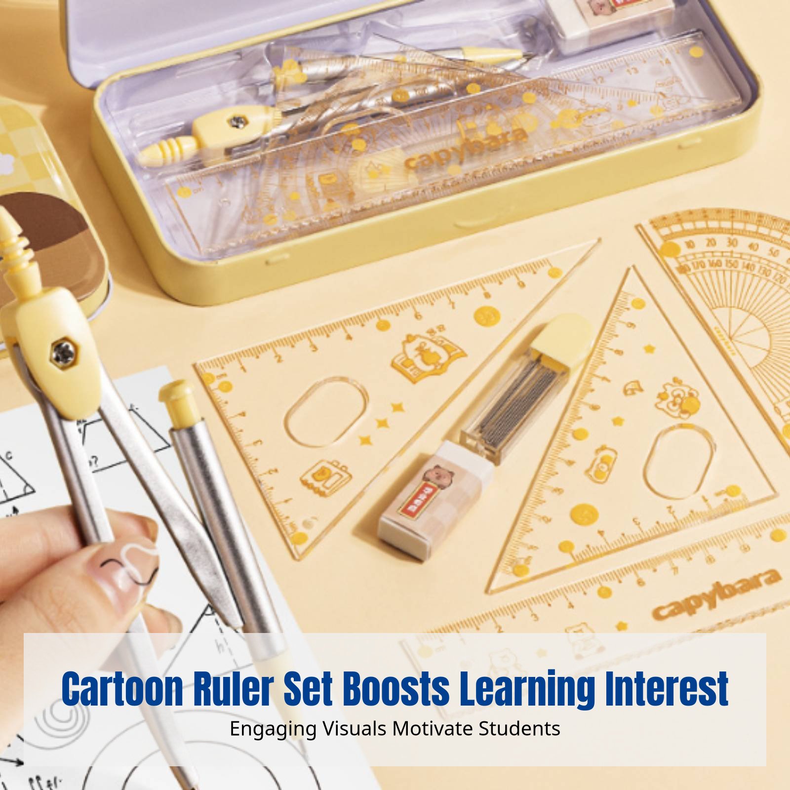 Ruler Set for Students, Cartoo - Ruler Set Transparent 评论和价格